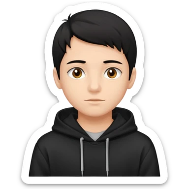 Chłopak brązowe oczy czarne włosy bluza czarna i taki bardziej żeby wyglądał na 18 latka sticker