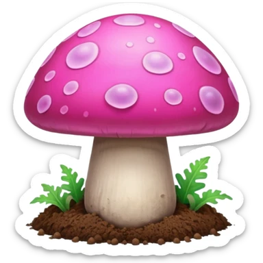 pink glowing magic mushroom with dirt sticker