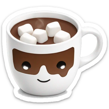 hot chocolate in a white mug with marshmallows  sticker