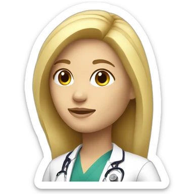 A blonde female doctor, oblique view sticker