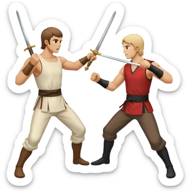 two men fighting a duel with epees sticker