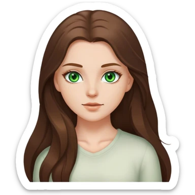 portrait of a white girl, brunette hair, green eyes  sticker