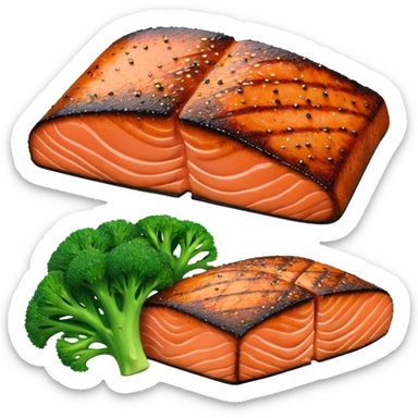 Blackened salmon with broccoli sticker