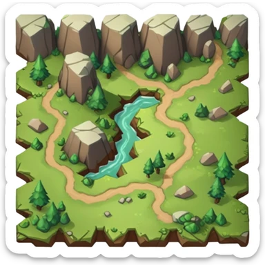 RPG mountain terrain tile top-down view sticker