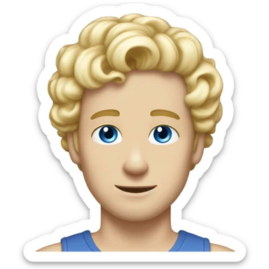 full body light curl blonde 30yo man blue eyed pale skin sticker