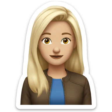 brune clair meche blonde cheveux aux epaules yeux bleus  sticker