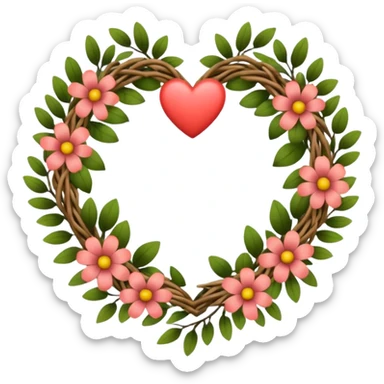 nature wreath heart, boho beautiful  sticker