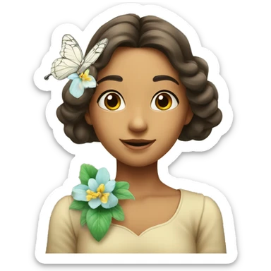 Mariposa junto a flor de Jasmín  sticker