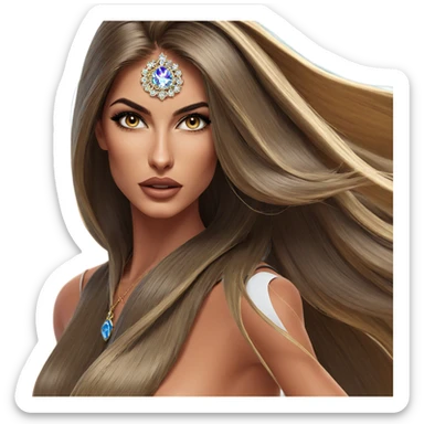 elegant girl with long hair sticker