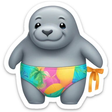 Manatee wearing bikini sticker