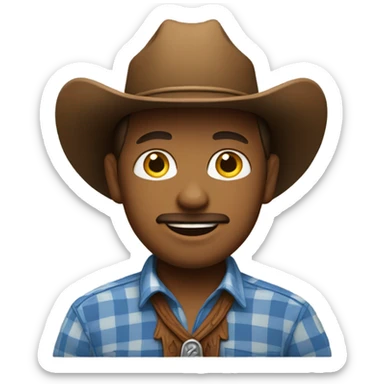A cowboy wearing a blue plaid shirt sticker