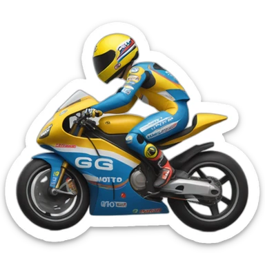 Ciclista cogiendo una curva como moto gp sticker