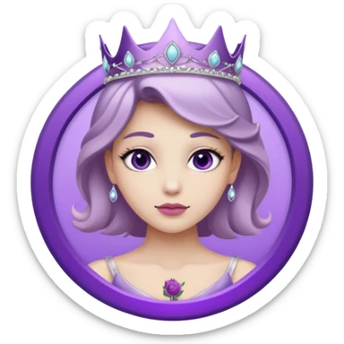 Purple shadow rose flower, silver circle plaque, silver tiara sticker