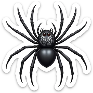 gothic spider, black and silver, mystical and ornate, no background sticker