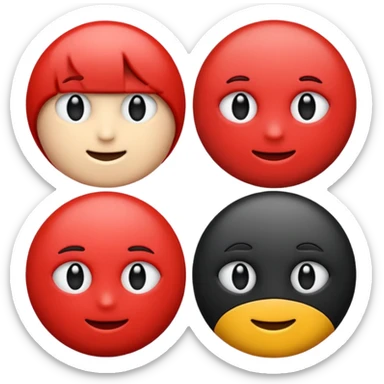 circle emoji, left half red, right half black, no face sticker