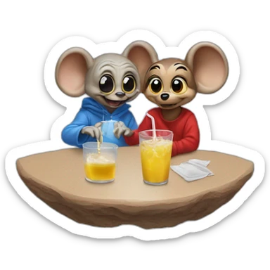 E. T and mickey Mouse drinks a tee sticker