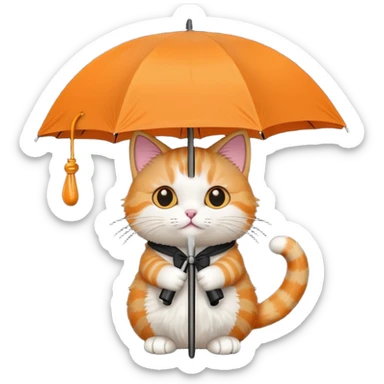 cat holding an umbrella sticker