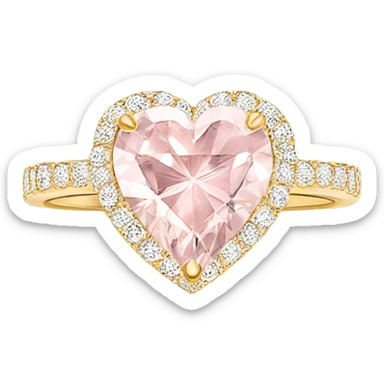 Gold engagement ring with light pink heart diamond  sticker