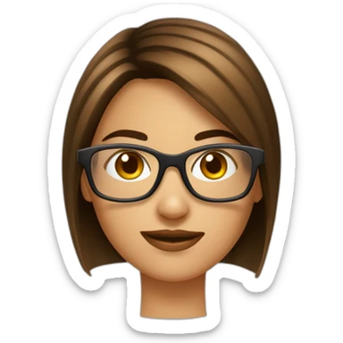 Fille a lunettes cheveux lisses brun mi-court sticker