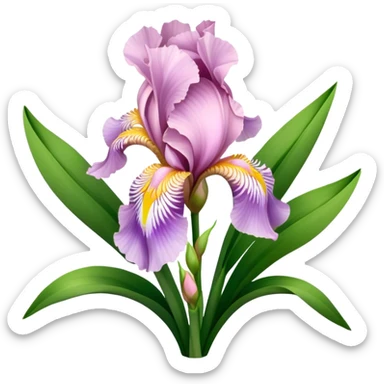 big bouquet Soft Pink Iris, luxuriant, leaf, bud sticker