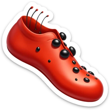 showing a cartoon human foot stepping on a small bug (like a ladybug), slightly squished but cartoonish, no violence, playful Apple emoji style sticker