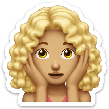 Blond woman curly hair facepalming sticker