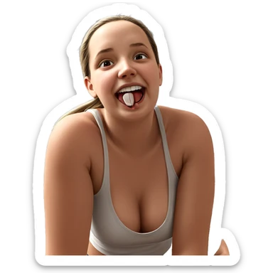 realistic girl in tank top sticker