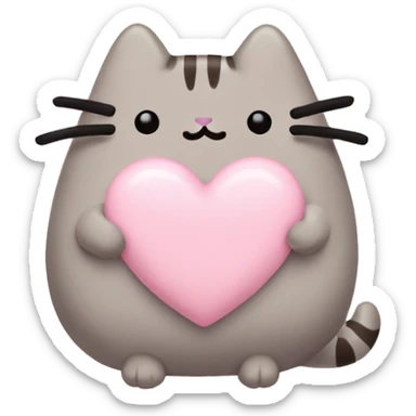 pusheen light pink heart sticker