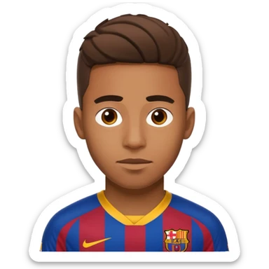 Lamine Yamal, Barcelona football club player, in the 2025 Barca kit, iOS style emoji, HD, precise details, expressive face sticker