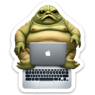 Jabba the Hutt from Star Wars with a laptop sticker