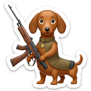 Wiener dog with rifle  sticker