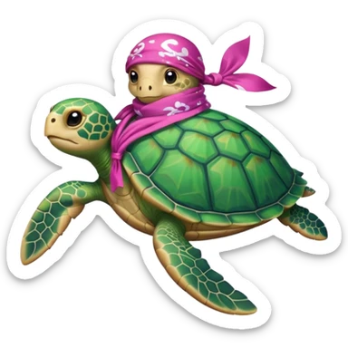 sea turtle wearing a pink pirate scarf sticker
