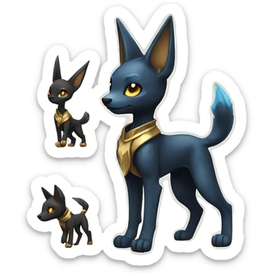 Chibi Anubis-Umbreon-Lucario on four legs full body sticker