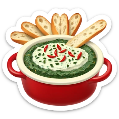 Spinach dip with baguette sticker