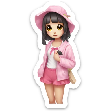coquette shouju girl anime pink kawaii cute beachy panda sticker