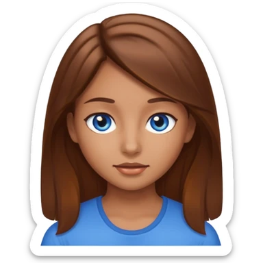 Girl with tan skin, brown hair, and blue eyes  sticker