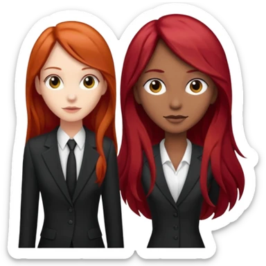 Mujer flaca con cabello largo color rojo color de piel blanca, hombre de color medio moreno con cabello color negro, flaco sticker