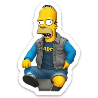 Homer Simpson with ACDC shirt sticker