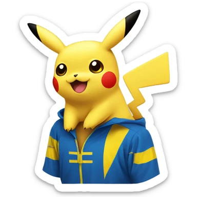 pikachu if it was from ukraine with ukranian ymbols and colors sticker