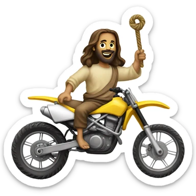 Jesus doing a whip on a dirt bike sticker