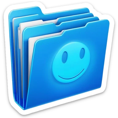 blue neon file folder sticker