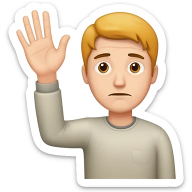 Unhappy man giving hand sticker