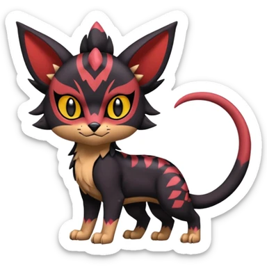 Dark edgy cute badass cool purdy Trico-Liepard-Noivern-Litten-Sprigatito-Pokémon-fusion-creature (full body) sticker