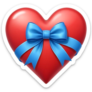 heart with blue ribbon bow sticker