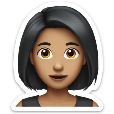 An adult woman who looks like a hamster with long black hair without bangs sticker