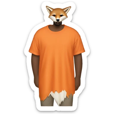 Kanye West dress With an orange T-shirt that has a fox sticker