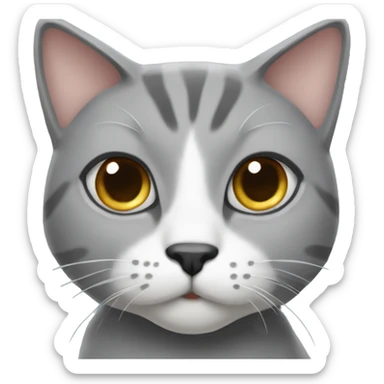 grey handsome cat with white chest, his name is dante and he doesn't like minced fish sticker