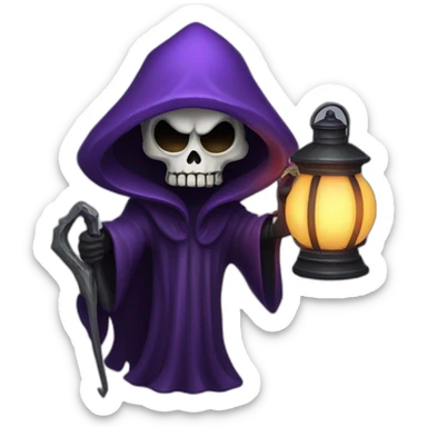 Creepy Purple grim reaper holding a lantern sticker