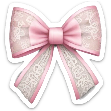Pink bow white lace  sticker