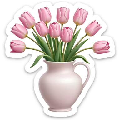 Light pink tulips in white vase sticker